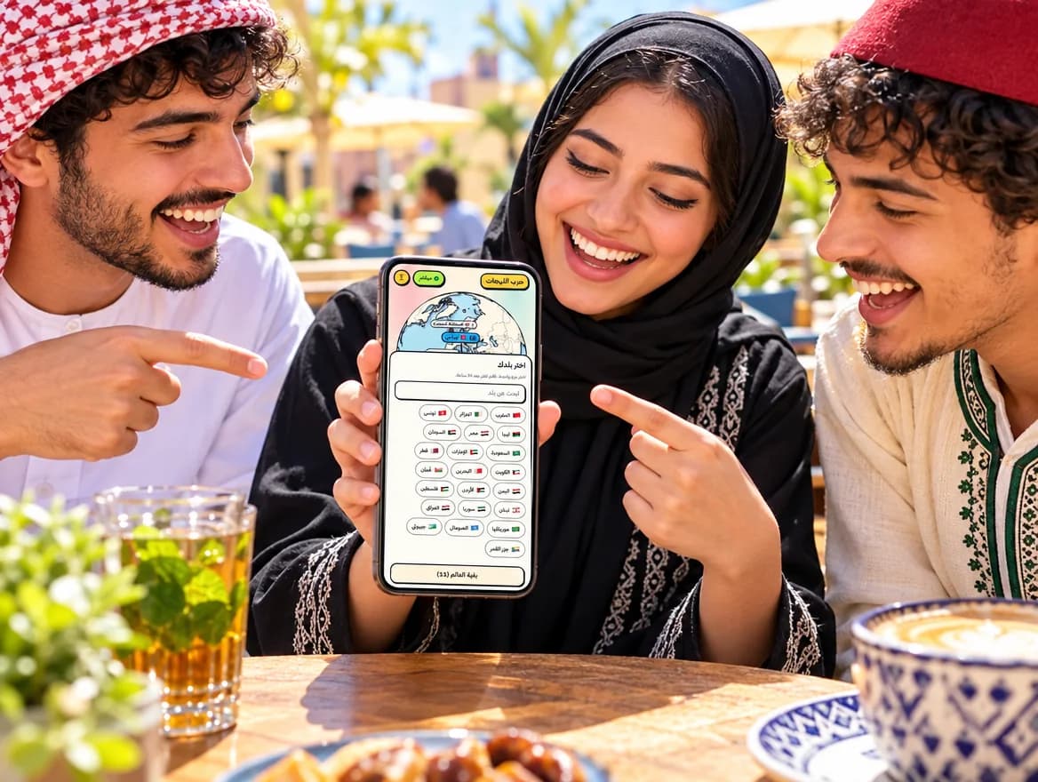 أصدقاء يقارنون لهجاتهم مع لعبة حرب اللهجات (صورة تقديمية).
